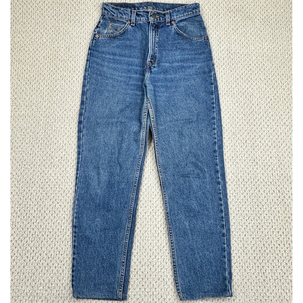 Vtg Levis Jeans Fits Women 27x28 (8) Blue Denim Tapered Leg Orange Tab 15921 USA